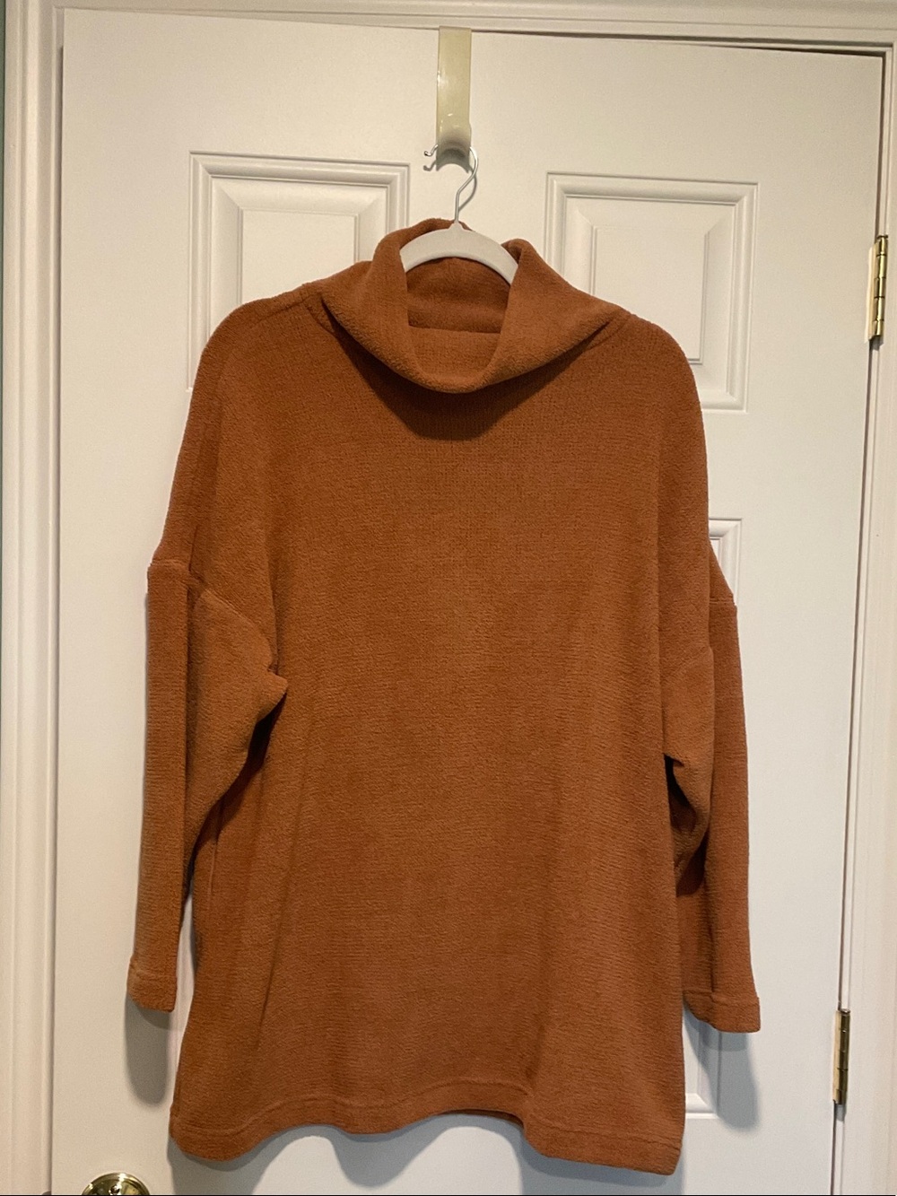 Free People Beach Cozy Cowl Neck Sweater in Rust